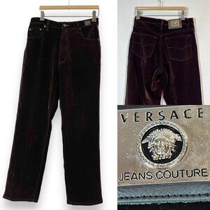 Versace Jeans Couture Brown Velvet Pants Italy Retro 28
